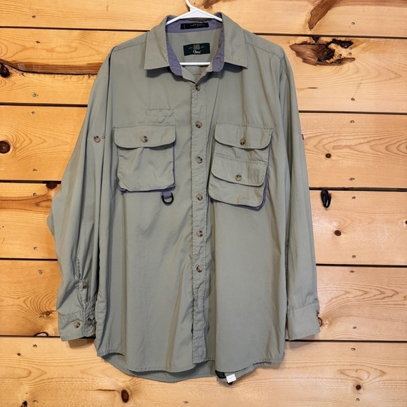 Orvis Vintage Men’s Green Nylon Outdoor Utility Fishing Shirt Long Sleeve Large - Picture 6 of 13